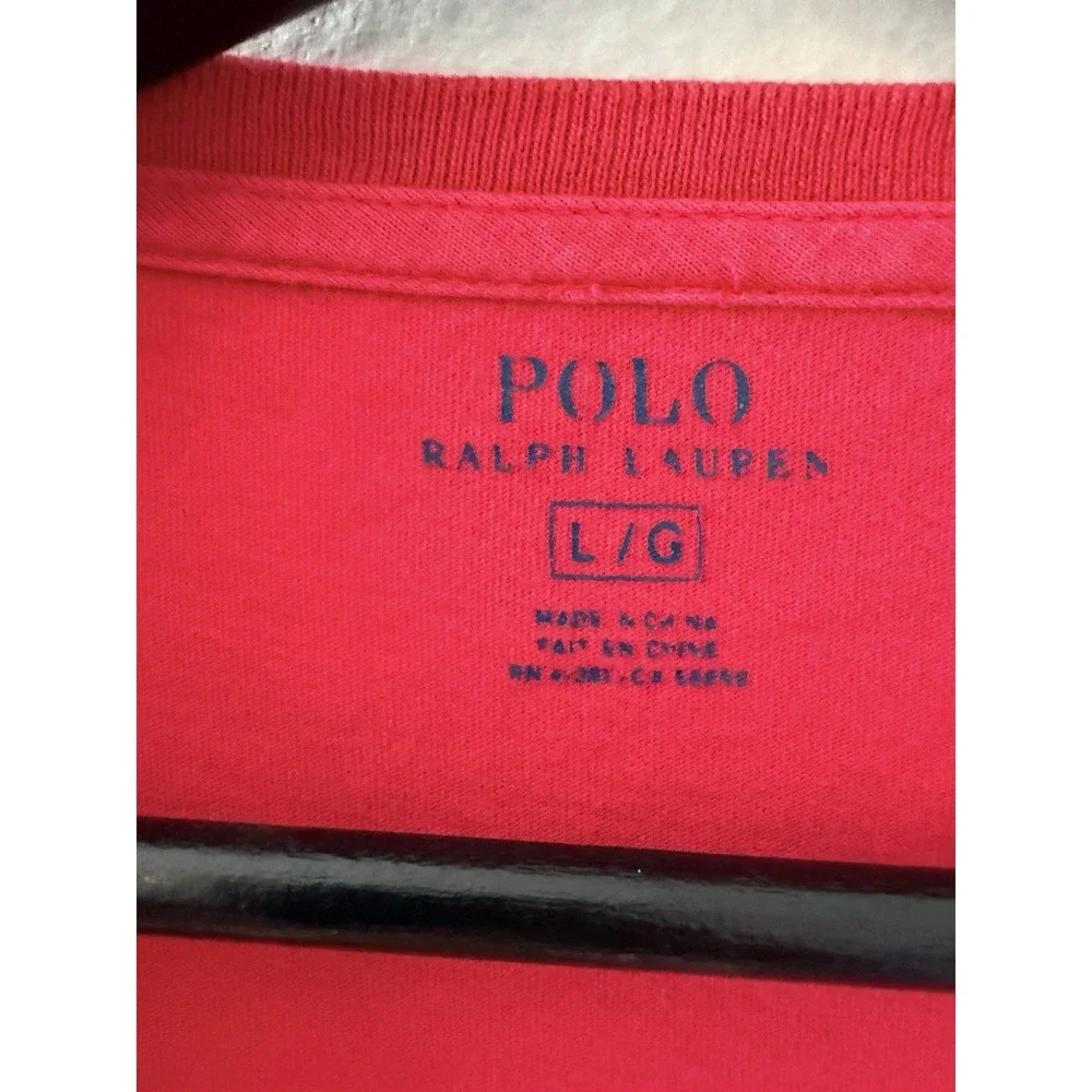Polo Ralph Lauren Red V-Neck T-Shirt Men's Size Large Embroidered Pony Logo